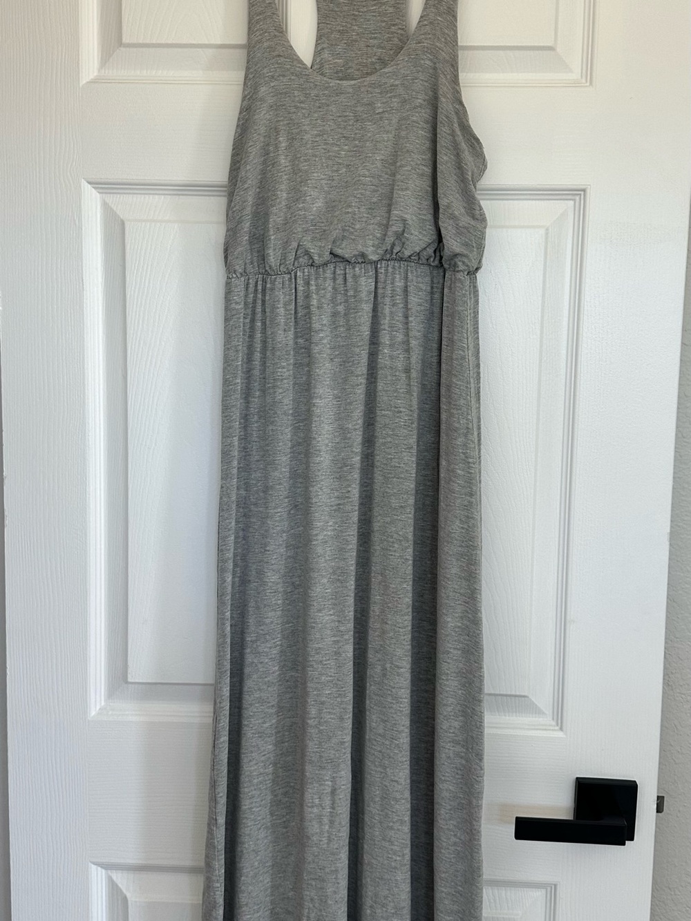 LUSH Heather Gray Racerback Maxi Dress Sleeveless Elastic Waist